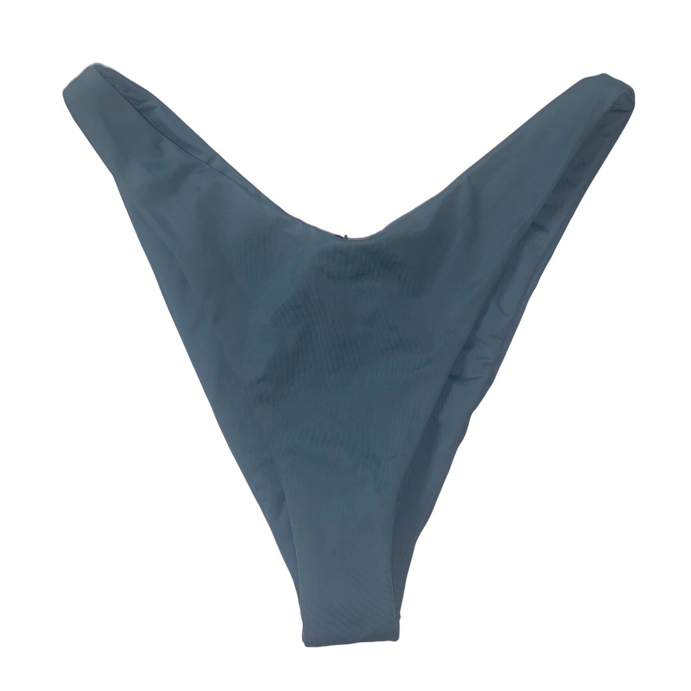 L*Space‎ Bitsy Cut Bikini Bottom Slate Gray Ribbed Textured Swimsuit S Small USA